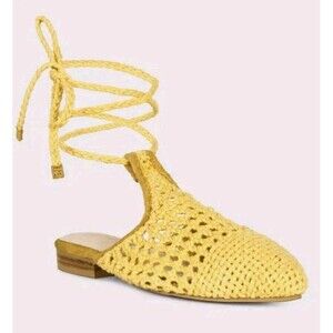 Rag & Co Bartsi Handwoven Cotton Mule Flats Yellow Tie-Up Size US 8 EU 39